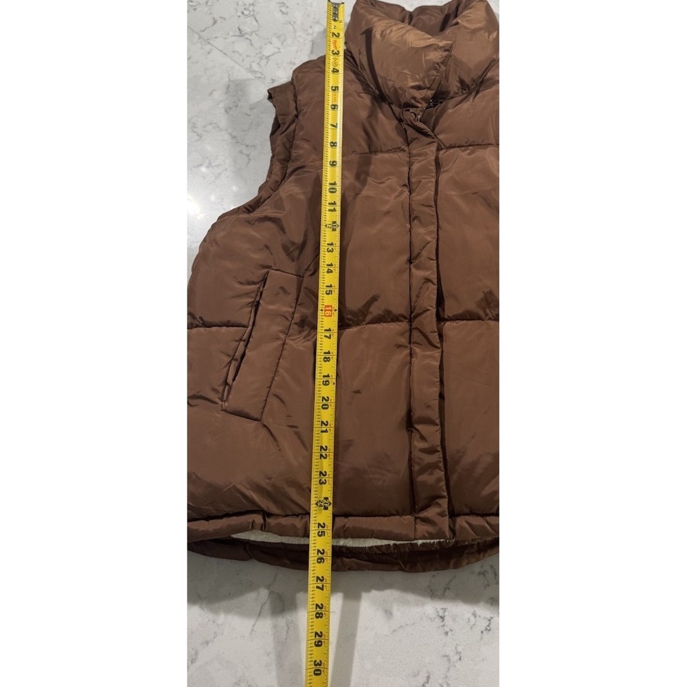 NWT Ci Sono Padded Puffer Vest Womens XL Camel Brown Faux Fur Sherpa Lined - Picture 10 of 12